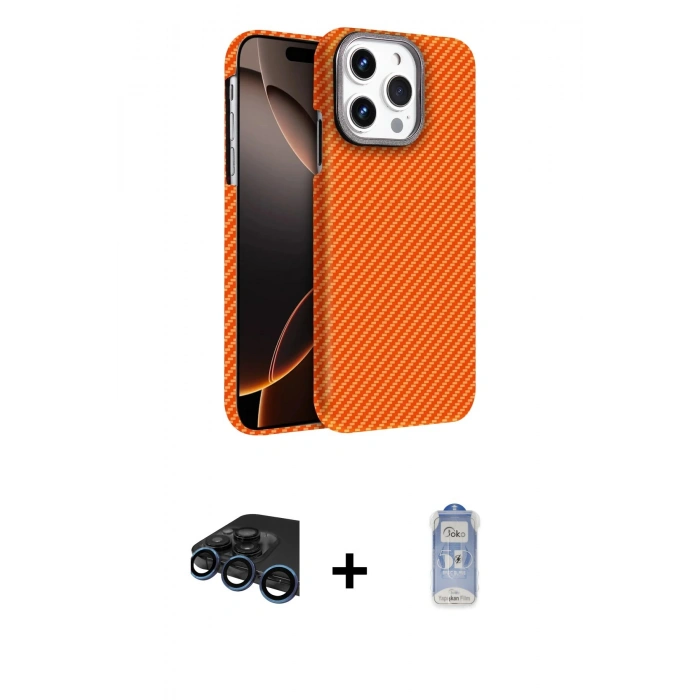 MARSİLYAN™- iPhone 15 Pro Max Kılıf Doruk Serisi - Siyah Joko Magic 5D Cam + Raze Metal Kamera Lens - LT