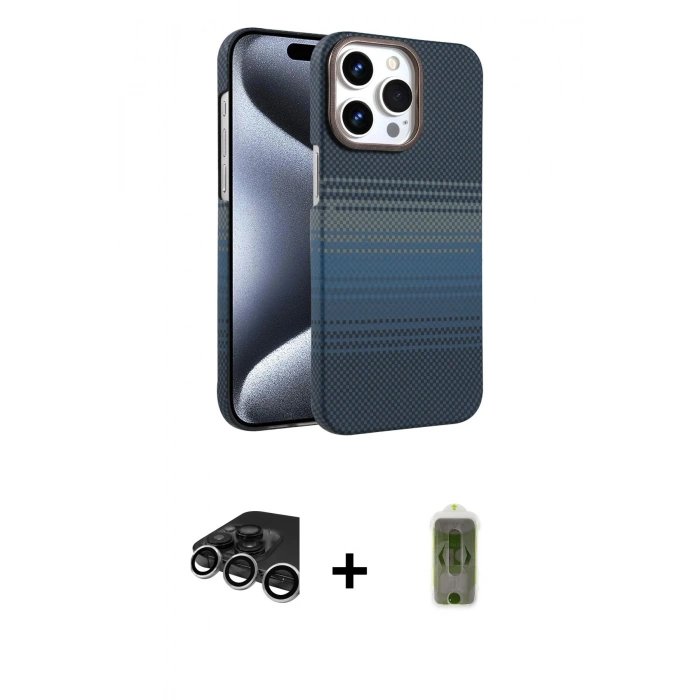 MARSİLYAN™- iPhone 15 Pro Max Kılıf Doruk Serisi - Siyah Joko Magic 5D Hayalet Cam + Raze Metal Kamera Lens - GS