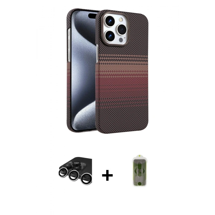 MARSİLYAN™- iPhone 15 Pro Max Kılıf Doruk Serisi - Siyah Joko Magic 5D Hayalet Cam + Raze Metal Kamera Lens - GS