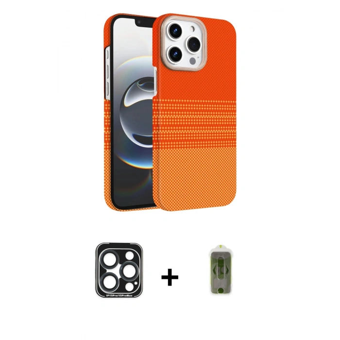 MARSİLYAN™- iPhone 15 Pro Max Kılıf Doruk Serisi - Siyah Joko Magic 5D Hayalet Cam + PVD Metal Kamera Lens - LT
