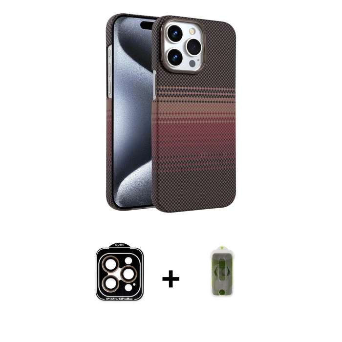MARSİLYAN™- iPhone 15 Pro Max Kılıf Doruk Serisi - Siyah Joko Magic 5D Hayalet Cam + PVD Metal Kamera Lens - TU