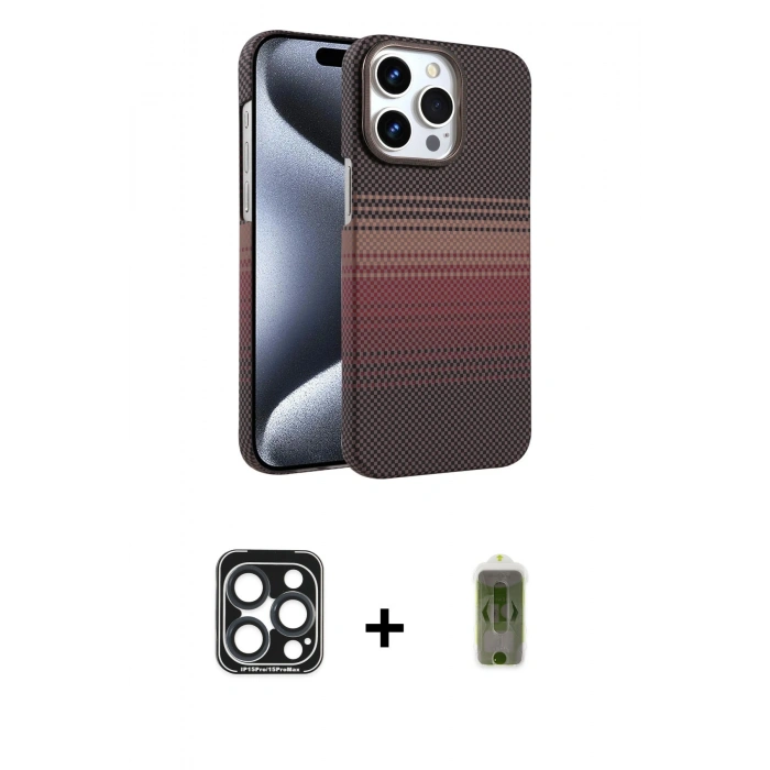 MARSİLYAN™- iPhone 15 Pro Max Kılıf Doruk Serisi - Siyah Joko Magic 5D Hayalet Cam + PVD Metal Kamera Lens - LT