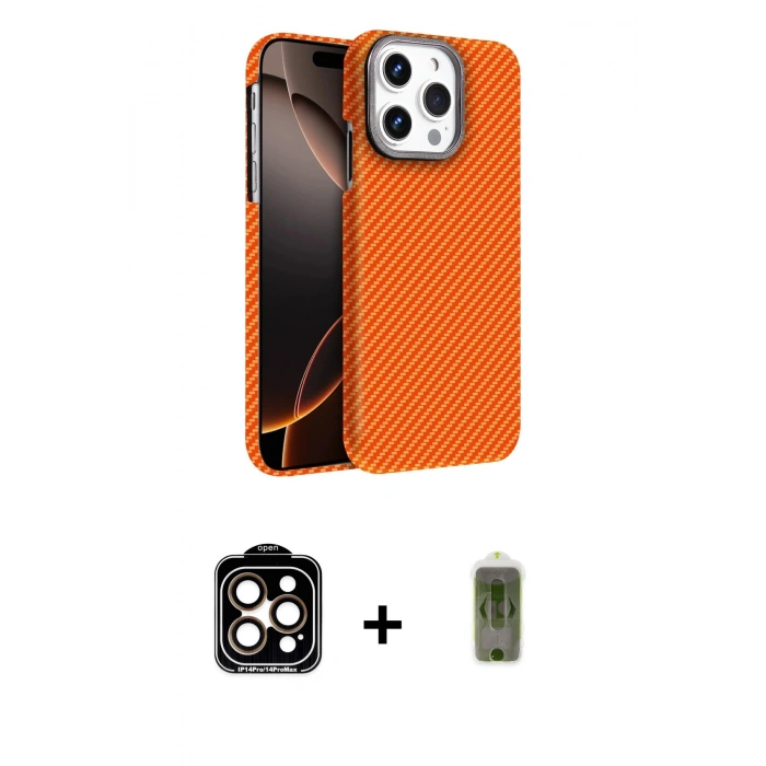 MARSİLYAN™- iPhone 15 Pro Max Kılıf Doruk Serisi - Siyah Joko Magic 5D Hayalet Cam + PVD Metal Kamera Lens - TU