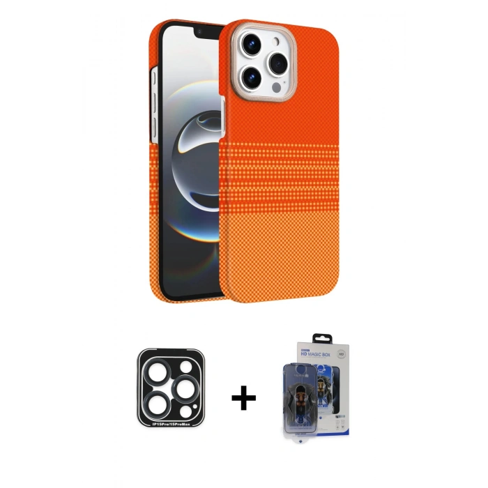 MARSİLYAN™- iPhone 15 Pro Max Kılıf Doruk Serisi - Siyah Vanessa Magic Cam + PVD Metal Kamera Lens - LT