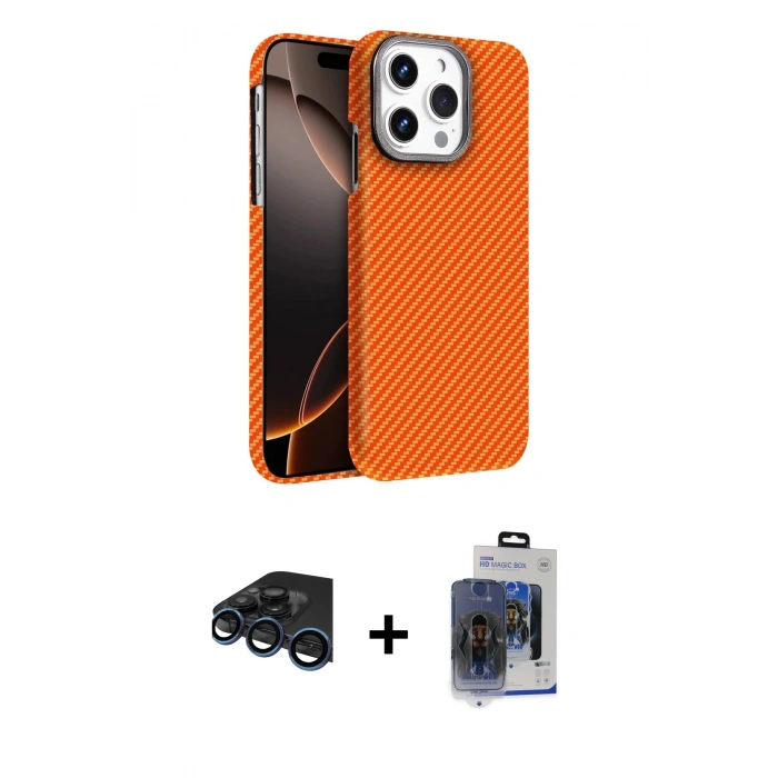 MARSİLYAN™- iPhone 15 Pro Max Kılıf Doruk Serisi - Siyah Vanessa Magic Cam + Raze Metal Kamera Lens - LT