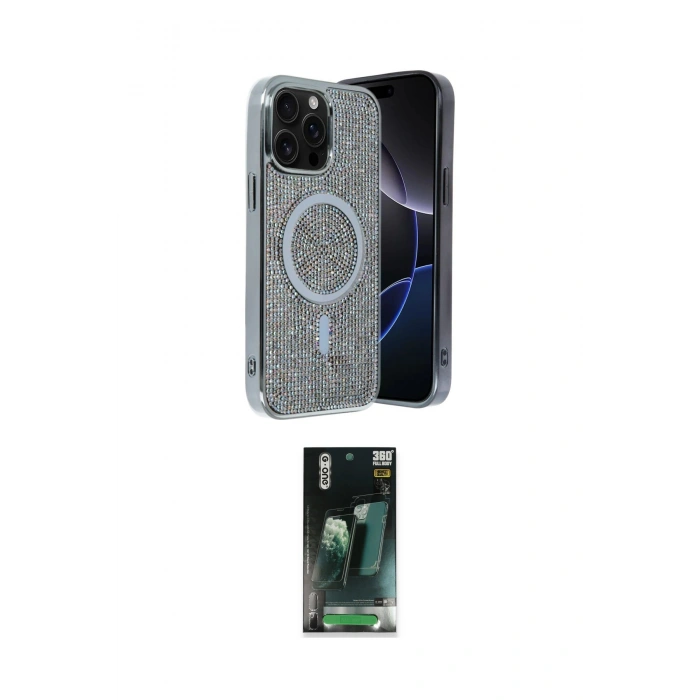 MARSİLYAN™- iPhone 15 Pro Max Kılıf Eksen Çizgi - Şeffaf 360 Full Body Arka Koruyucu
