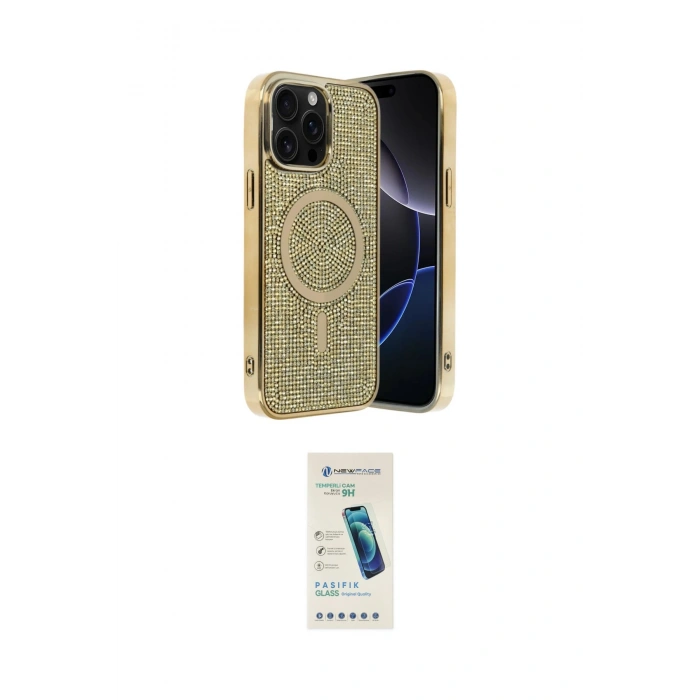 MARSİLYAN™- iPhone 15 Pro Max Kılıf Eksen Çizgi - Şeffaf Pasifik Cam Ekran Koruyucu