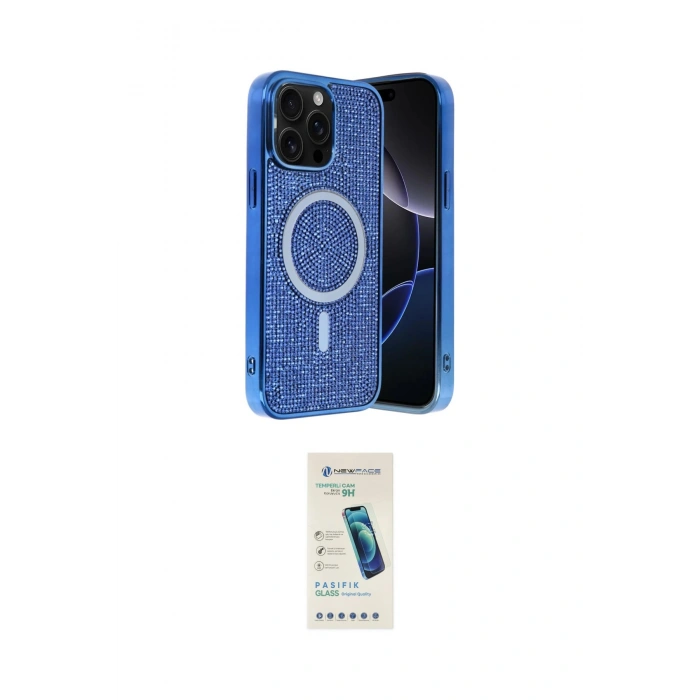 MARSİLYAN™- iPhone 15 Pro Max Kılıf Eksen Çizgi - Şeffaf Pasifik Cam Ekran Koruyucu