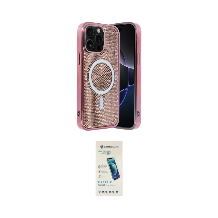 MARSİLYAN™- iPhone 15 Pro Max Kılıf Eksen Çizgi - Şeffaf Pasifik Cam Ekran Koruyucu