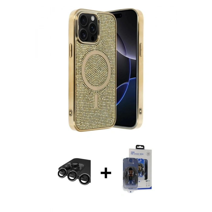 MARSİLYAN™- iPhone 15 Pro Max Kılıf Eksen Çizgi - Siyah Vanessa Magic Cam + Raze Metal Kamera Lens - TMGI