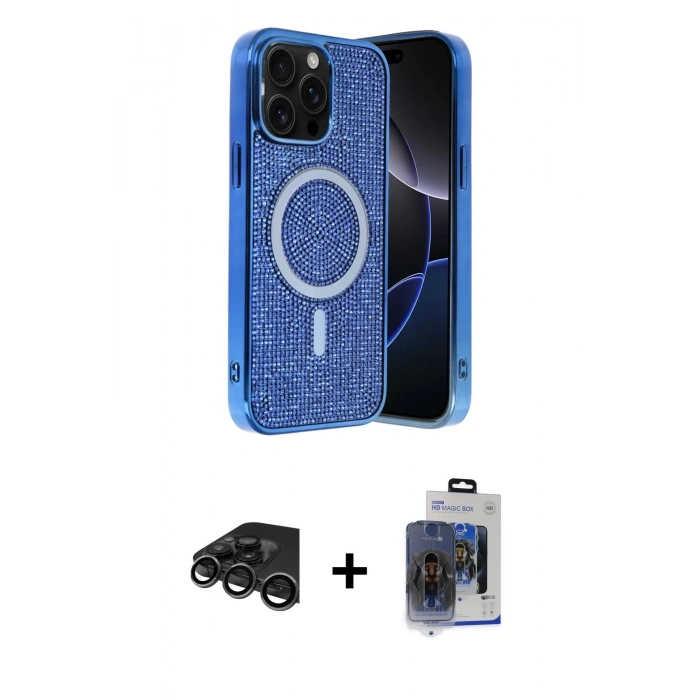MARSİLYAN™- iPhone 15 Pro Max Kılıf Eksen Çizgi - Siyah Vanessa Magic Cam + Raze Metal Kamera Lens - TMGI
