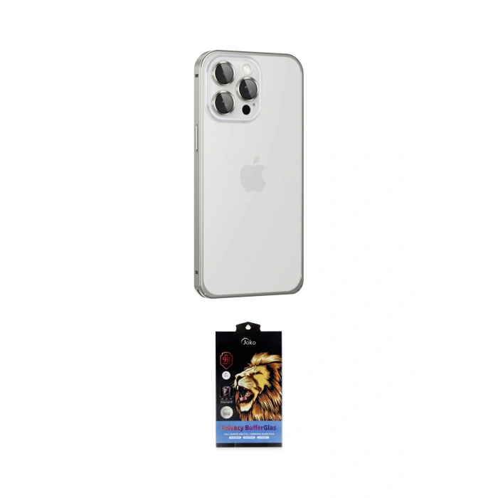MARSİLYAN™- iPhone 15 Pro Max Kılıf Eksen Form Serisi - Siyah Buffer Hayalet Cam Ekran Koruyucu