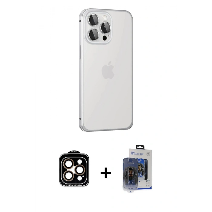 MARSİLYAN™- iPhone 15 Pro Max Kılıf Eksen Form Serisi - Siyah Vanessa Magic Cam + PVD Metal Kamera Lens - TU