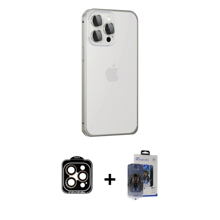 MARSİLYAN™- iPhone 15 Pro Max Kılıf Eksen Form Serisi - Siyah Vanessa Magic Cam + PVD Metal Kamera Lens - TU