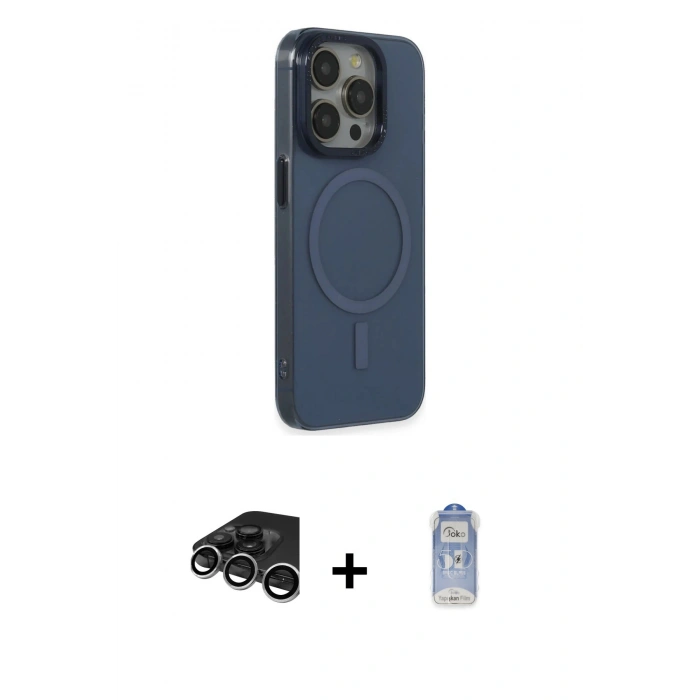 MARSİLYAN™- iPhone 15 Pro Max Kılıf Eksen Işık Prime - Siyah Joko Magic 5D Cam + Raze Metal Kamera Lens - GS