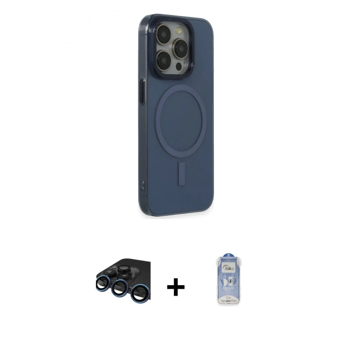 MARSİLYAN™- iPhone 15 Pro Max Kılıf Eksen Işık Prime - Siyah Joko Magic 5D Cam + Raze Metal Kamera Lens - LT