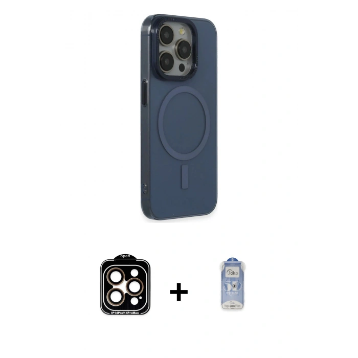 MARSİLYAN™- iPhone 15 Pro Max Kılıf Eksen Işık Prime - Siyah Joko Magic 5D Cam + PVD Metal Kamera Lens - TU