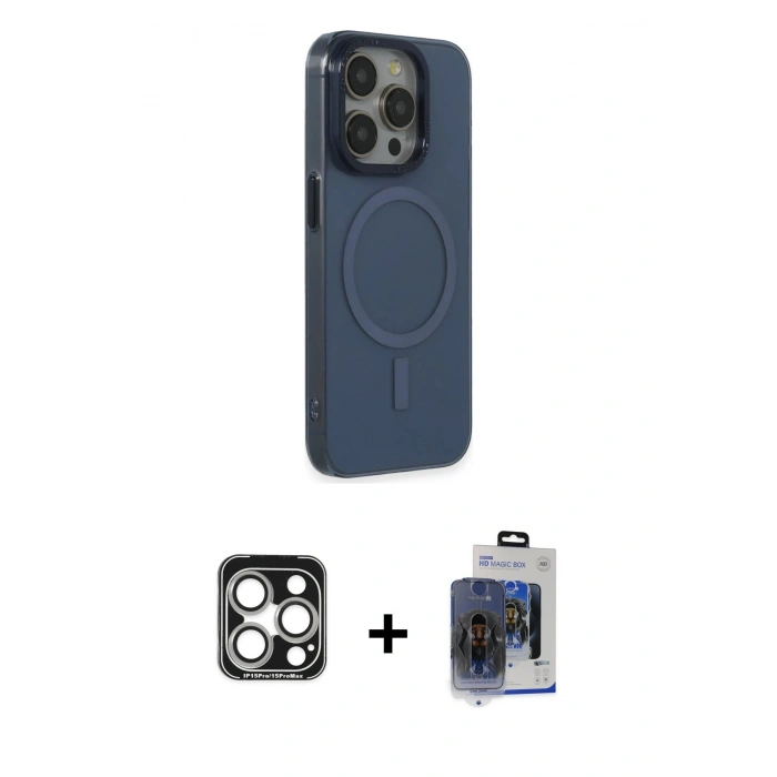 MARSİLYAN™- iPhone 15 Pro Max Kılıf Eksen Işık Prime - Siyah Vanessa Magic Cam + PVD Metal Kamera Lens - GS