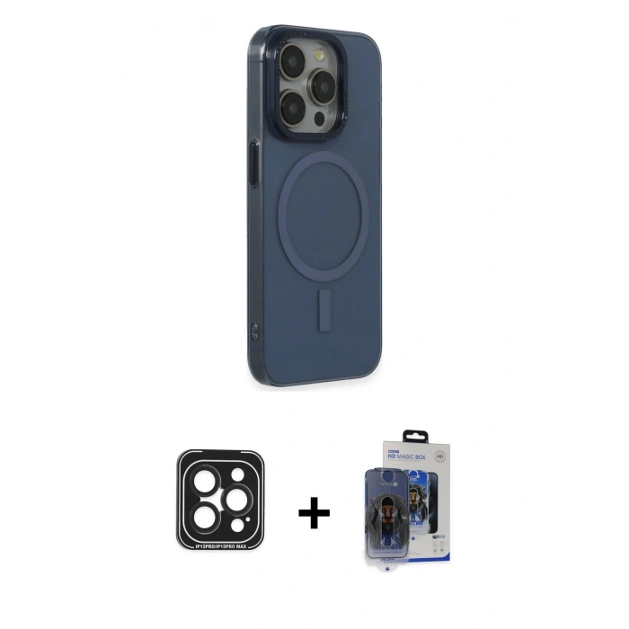 MARSİLYAN™- iPhone 15 Pro Max Kılıf Eksen Işık Prime - Siyah Vanessa Magic Cam + PVD Metal Kamera Lens - SH