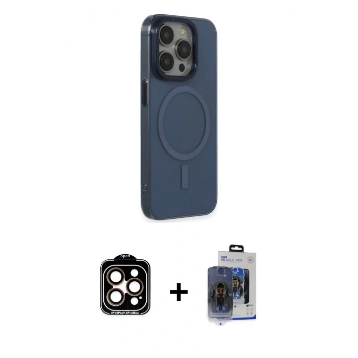 MARSİLYAN™- iPhone 15 Pro Max Kılıf Eksen Işık Prime - Siyah Vanessa Magic Cam + PVD Metal Kamera Lens - TU
