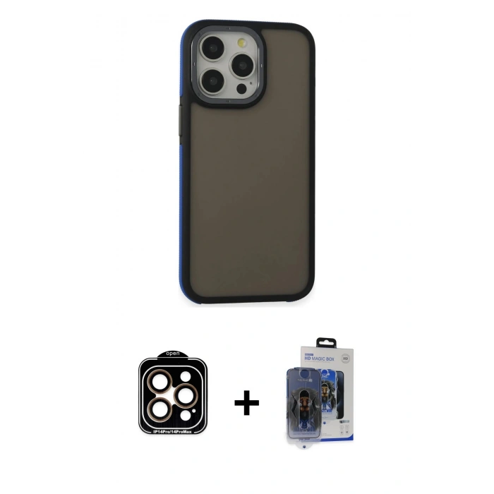 MARSİLYAN™- iPhone 15 Pro Max Kılıf Eksen Işık - Siyah Vanessa Magic Cam + PVD Metal Kamera Lens - TU