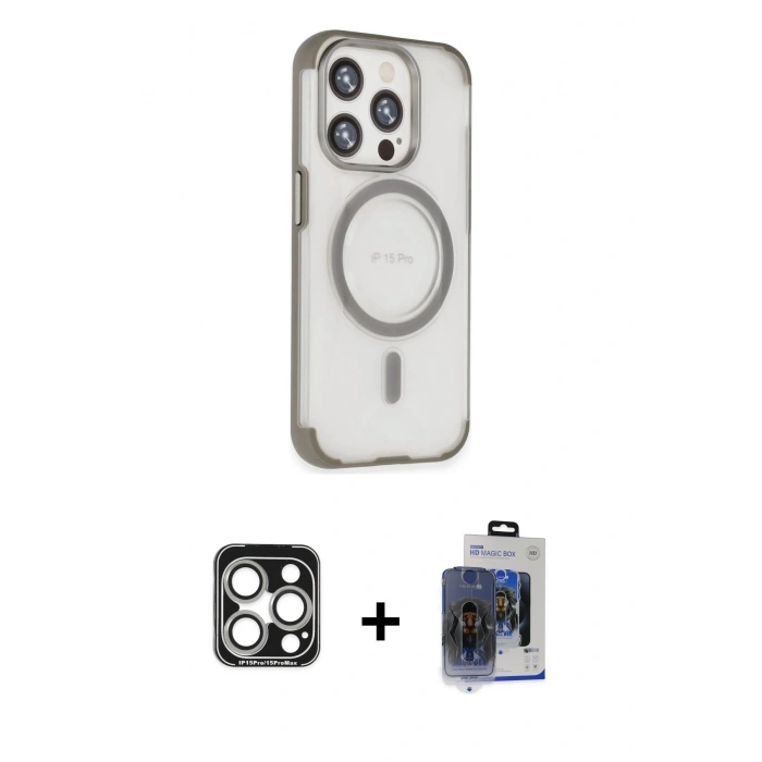 MARSİLYAN™- iPhone 15 Pro Max Kılıf Eksen Klasik Koleksiyonu - Siyah Vanessa Magic Cam + PVD Metal Kamera Lens - GS