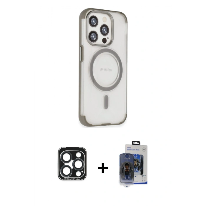MARSİLYAN™- iPhone 15 Pro Max Kılıf Eksen Klasik Koleksiyonu - Siyah Vanessa Magic Cam + PVD Metal Kamera Lens - LT