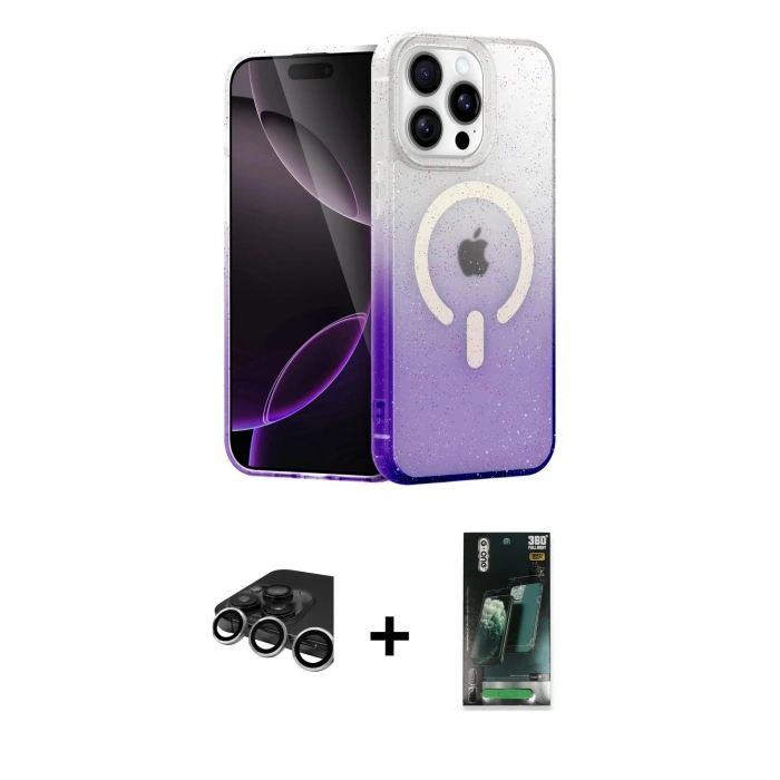 MARSİLYAN™- iPhone 15 Pro Max Kılıf Eksen Minimal Özel Seri - Şeffaf 360 Full Body Arka Koruyucu + Raze Metal Kamera Lens - GS