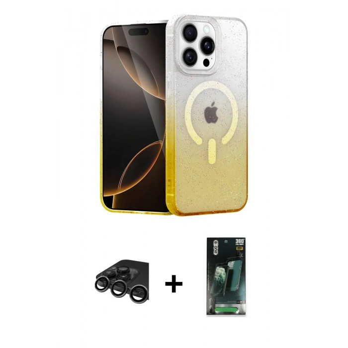 MARSİLYAN™- iPhone 15 Pro Max Kılıf Eksen Minimal Özel Seri - Şeffaf 360 Full Body Arka Koruyucu + Raze Metal Kamera Lens - TMGI