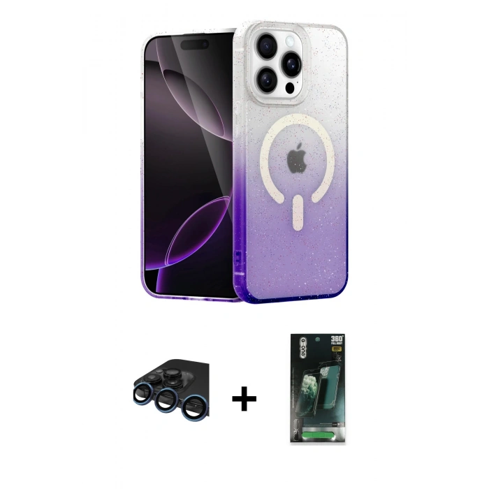 MARSİLYAN™- iPhone 15 Pro Max Kılıf Eksen Minimal Özel Seri - Siyah 360 Mat Full Body Arka Koruyucu + Raze Metal Kamera Lens - LT