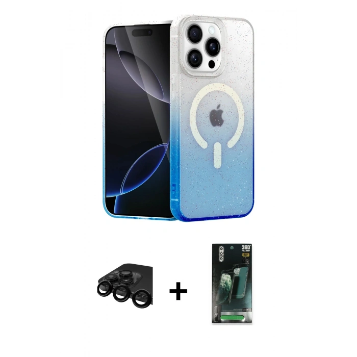 MARSİLYAN™- iPhone 15 Pro Max Kılıf Eksen Minimal Özel Seri - Siyah 360 Mat Full Body Arka Koruyucu + Raze Metal Kamera Lens - SH