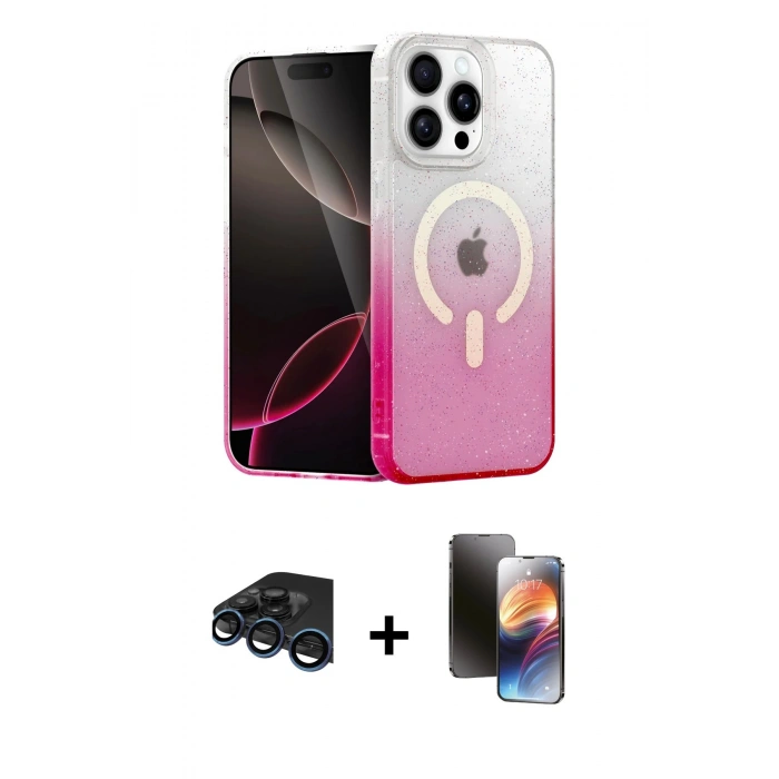 MARSİLYAN™- iPhone 15 Pro Max Kılıf Eksen Minimal Özel Seri - Siyah 3D Antistatik Mat Seramik Nano Ekran Koruyucu + Lacivert Raze Metal Kamera Lens