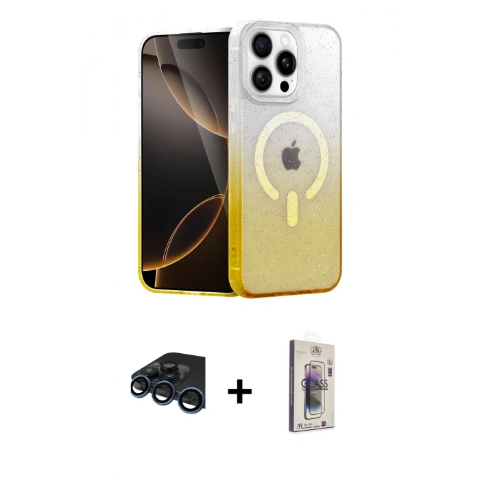 MARSİLYAN™- iPhone 15 Pro Max Kılıf Eksen Minimal Özel Seri - Siyah Bilvis 3D Cam Ekran Koruyucu + Raze Metal Kamera Lens - LT