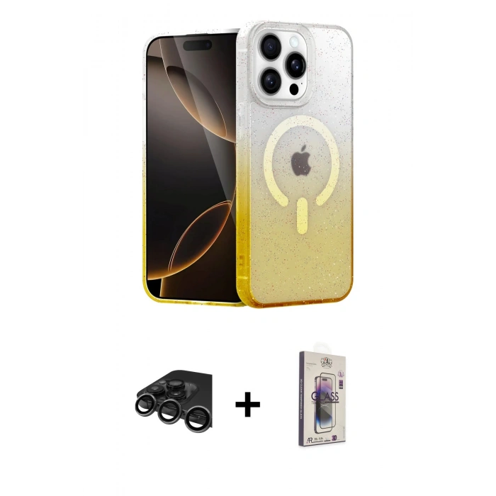 MARSİLYAN™- iPhone 15 Pro Max Kılıf Eksen Minimal Özel Seri - Siyah Bilvis 3D Cam Ekran Koruyucu + Raze Metal Kamera Lens - TMGI