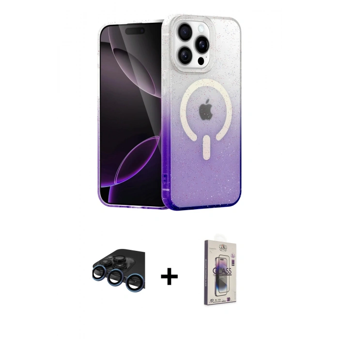 MARSİLYAN™- iPhone 15 Pro Max Kılıf Eksen Minimal Özel Seri - Siyah Bilvis 3D Cam Ekran Koruyucu + Raze Metal Kamera Lens - LT