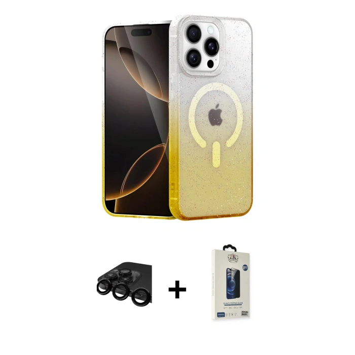 MARSİLYAN™- iPhone 15 Pro Max Kılıf Eksen Minimal Özel Seri - Siyah Bilvis Hayalet Cam Ekran Koruyucu + Raze Metal Kamera Lens - SH