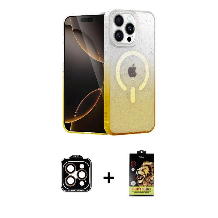 MARSİLYAN™- iPhone 15 Pro Max Kılıf Eksen Minimal Özel Seri - Siyah Buffer Cam Ekran Koruyucu + PVD Metal Kamera Lens - TU