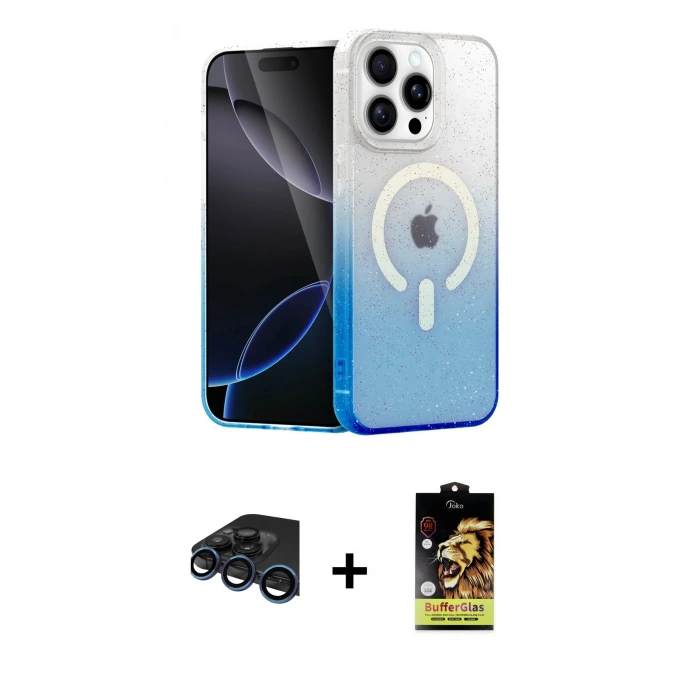 MARSİLYAN™- iPhone 15 Pro Max Kılıf Eksen Minimal Özel Seri - Siyah Buffer Cam Ekran Koruyucu + Raze Metal Kamera Lens - LT