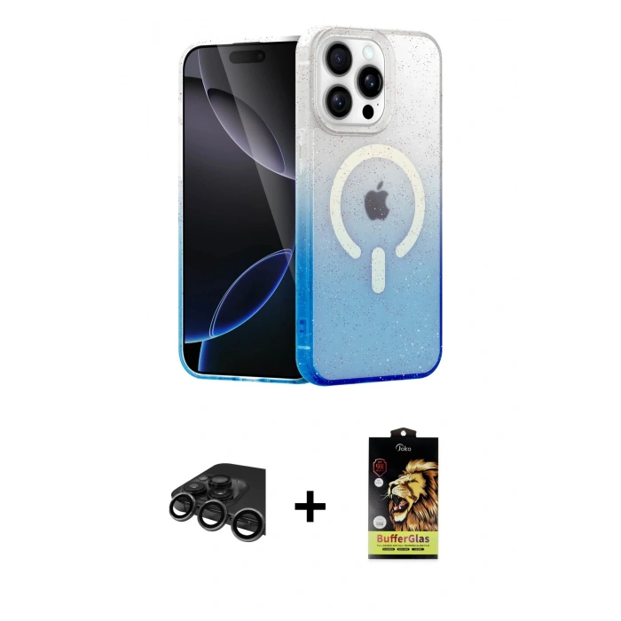 MARSİLYAN™- iPhone 15 Pro Max Kılıf Eksen Minimal Özel Seri - Siyah Buffer Cam Ekran Koruyucu + Raze Metal Kamera Lens - TMGI