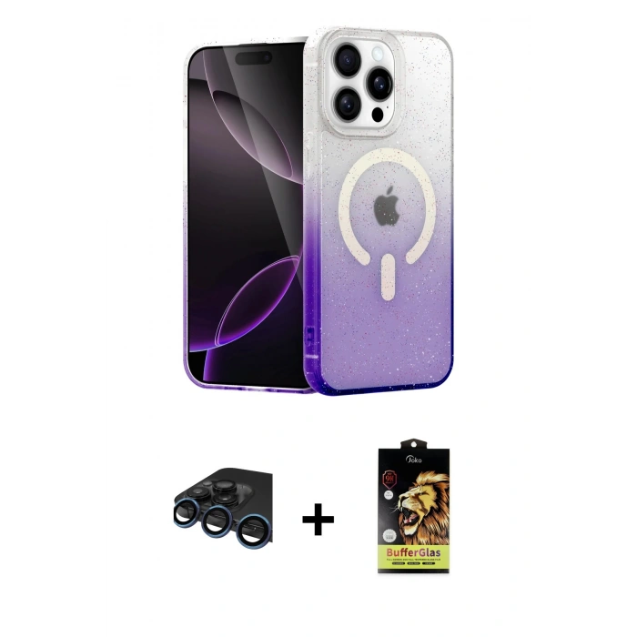 MARSİLYAN™- iPhone 15 Pro Max Kılıf Eksen Minimal Özel Seri - Siyah Buffer Cam Ekran Koruyucu + Raze Metal Kamera Lens - LT