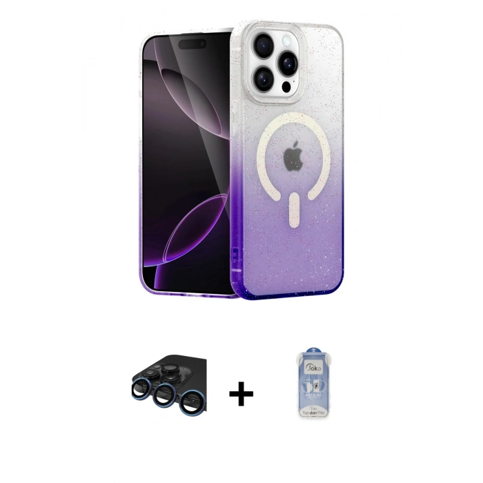 MARSİLYAN™- iPhone 15 Pro Max Kılıf Eksen Minimal Özel Seri - Siyah Joko Magic 5D Cam + Raze Metal Kamera Lens - LT