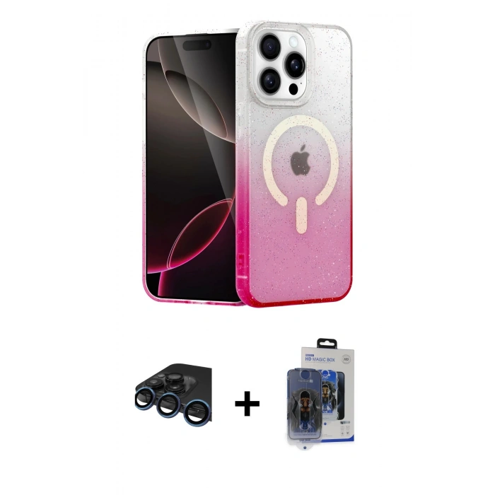 MARSİLYAN™- iPhone 15 Pro Max Kılıf Eksen Minimal Özel Seri - Siyah Vanessa Magic Cam + Raze Metal Kamera Lens - LT