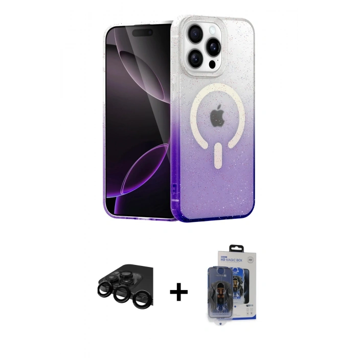 MARSİLYAN™- iPhone 15 Pro Max Kılıf Eksen Minimal Özel Seri - Siyah Vanessa Magic Cam + Raze Metal Kamera Lens - SH