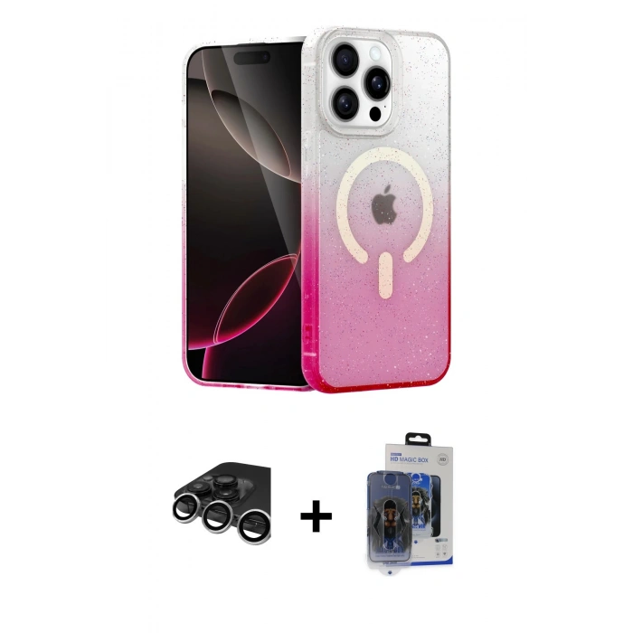 MARSİLYAN™- iPhone 15 Pro Max Kılıf Eksen Minimal Özel Seri - Siyah Vanessa Magic Cam + Raze Metal Kamera Lens - GS