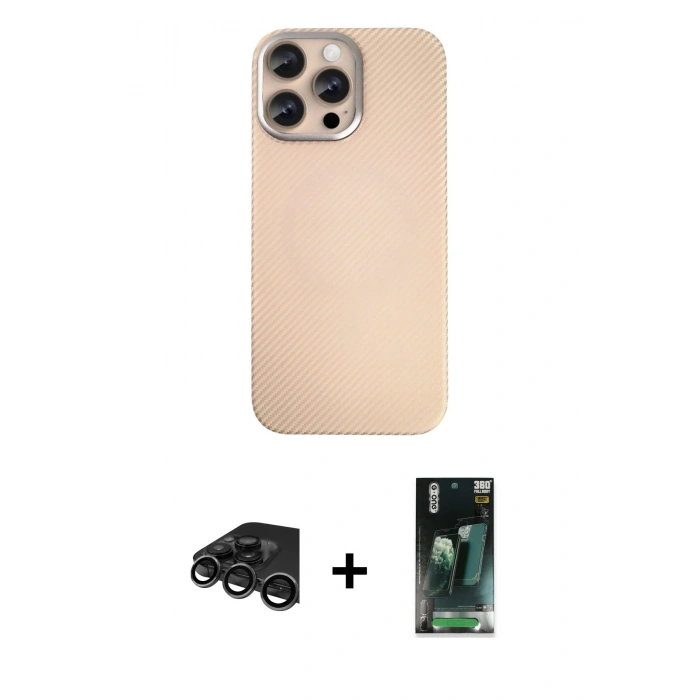 MARSİLYAN™- iPhone 15 Pro Max Kılıf Eksen Prime - Şeffaf 360 Full Body Arka Koruyucu + Raze Metal Kamera Lens - TMGI