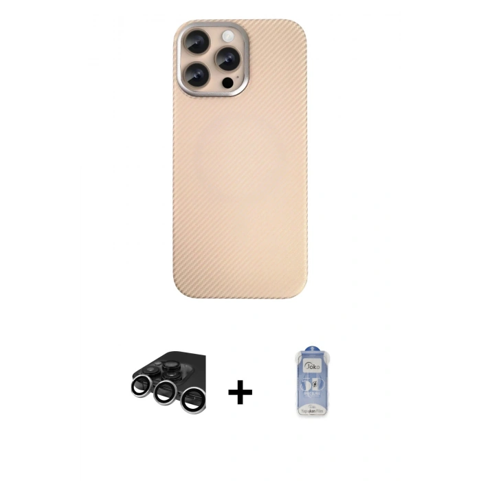 MARSİLYAN™- iPhone 15 Pro Max Kılıf Eksen Prime - Siyah Joko Magic 5D Cam + Raze Metal Kamera Lens - GS