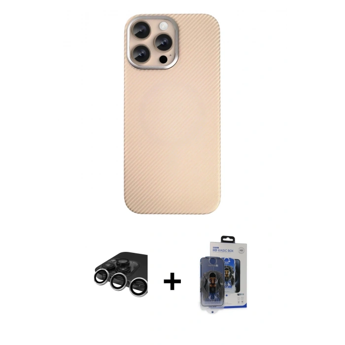 MARSİLYAN™- iPhone 15 Pro Max Kılıf Eksen Prime - Siyah Vanessa Magic Cam + Raze Metal Kamera Lens - GS
