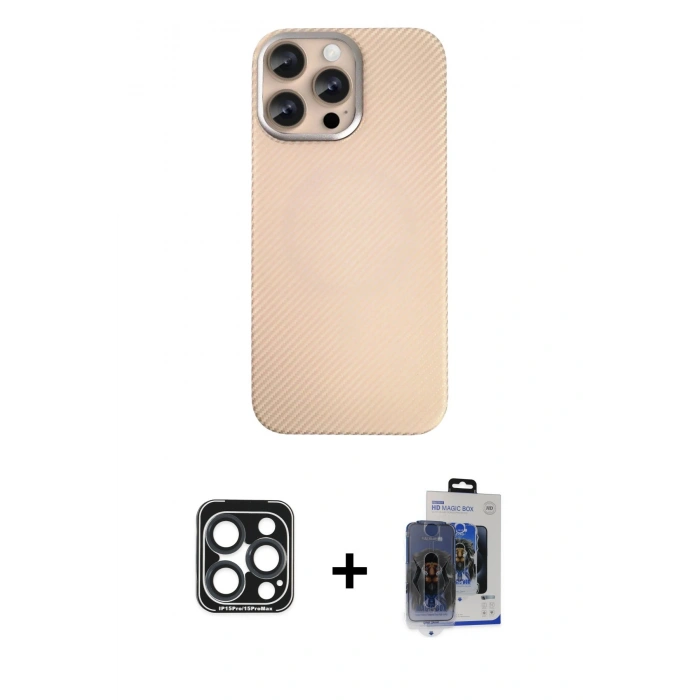 MARSİLYAN™- iPhone 15 Pro Max Kılıf Eksen Prime - Siyah Vanessa Magic Cam + PVD Metal Kamera Lens - LT