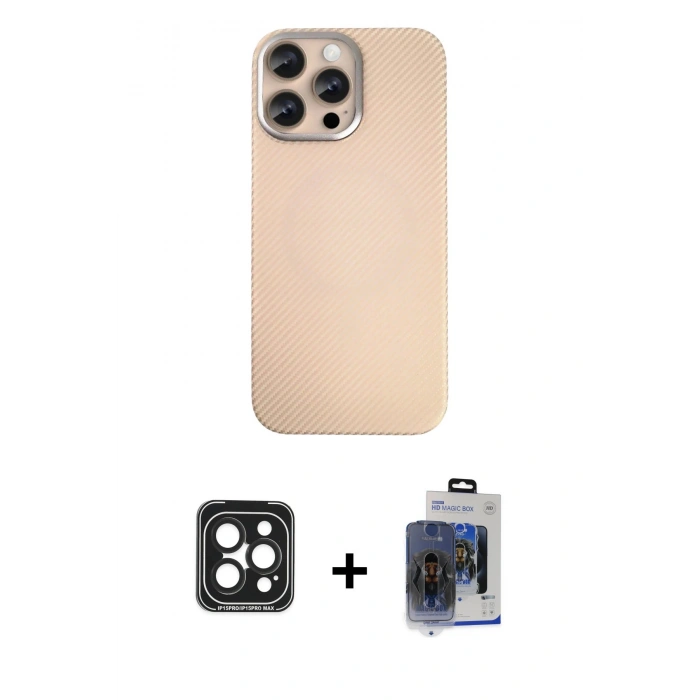 MARSİLYAN™- iPhone 15 Pro Max Kılıf Eksen Prime - Siyah Vanessa Magic Cam + PVD Metal Kamera Lens - SH