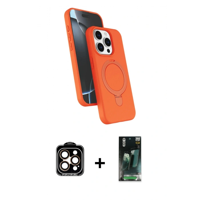 MARSİLYAN™- iPhone 15 Pro Max Kılıf İz Işık Koleksiyonu - Şeffaf 360 Full Body Arka Koruyucu + PVD Metal Kamera Lens - TU